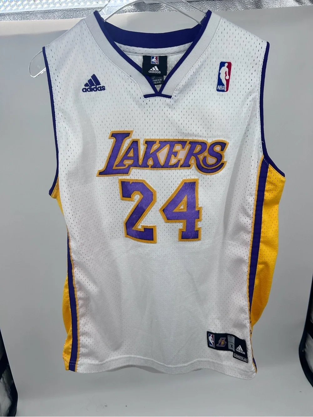 Adidas Los Angeles Lakers Kobe Bryant White & Gold #24 Basketball Jersey